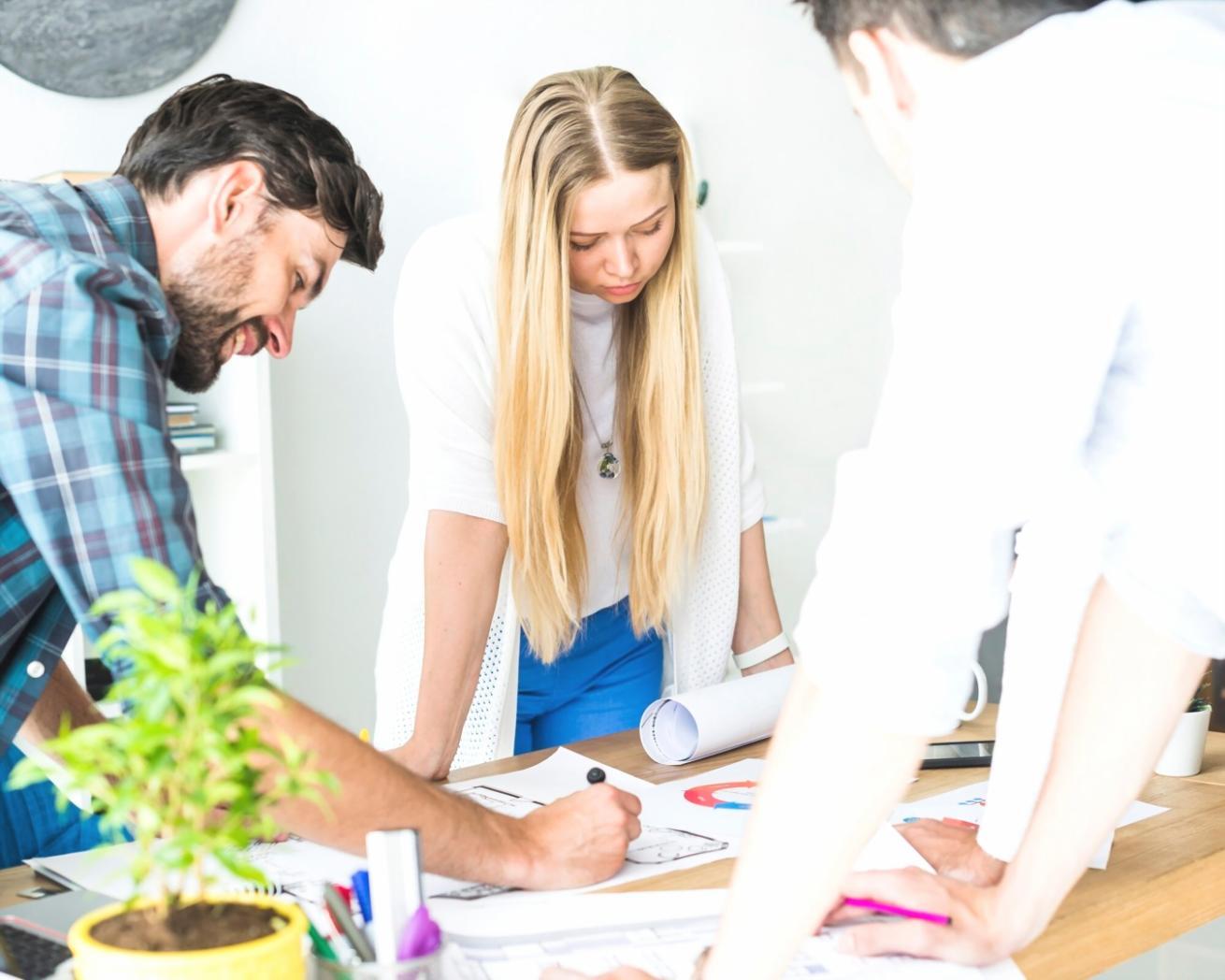 Students collaborating on version control projects in modern learning environment